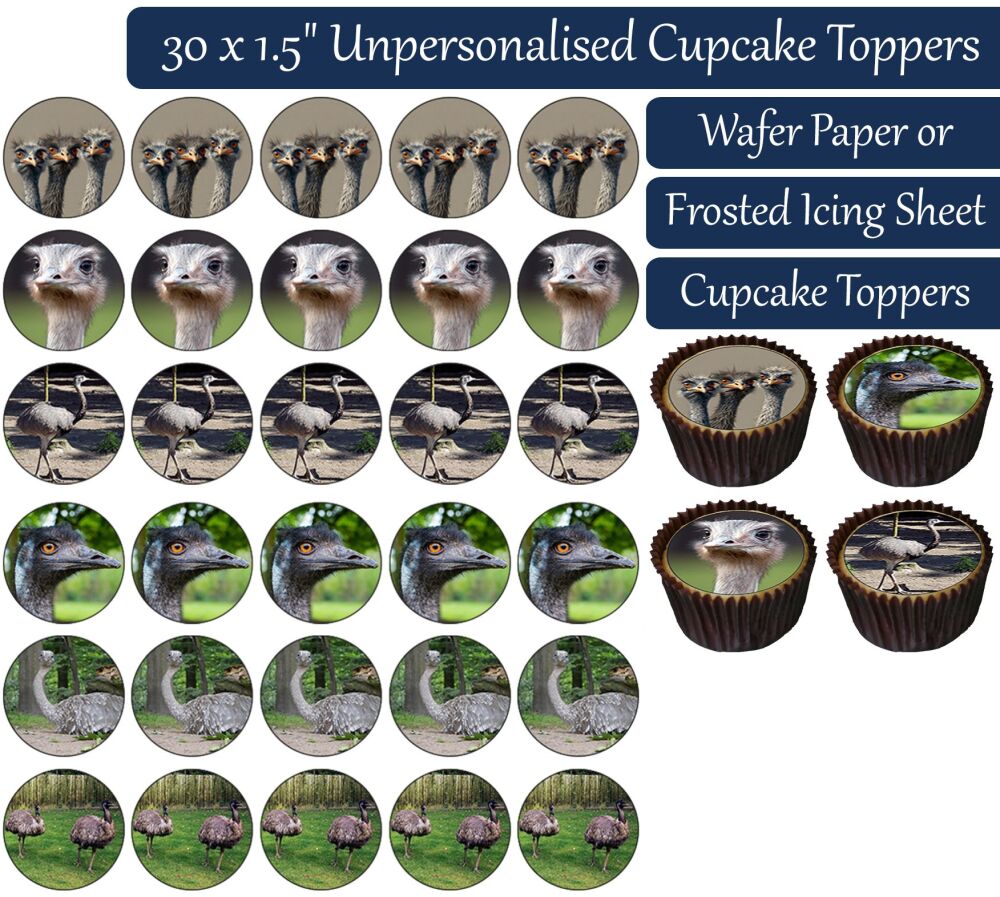 Emu - 30 Cupcake Toppers