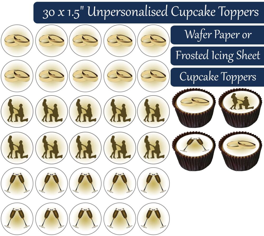 Engagement - 30 Cupcake Toppers