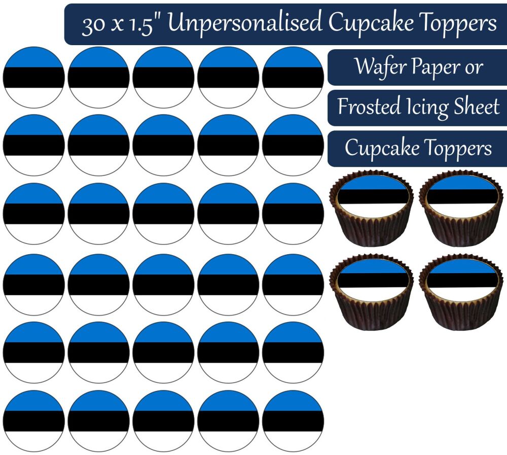 Estonia Flag - 30 Cupcake Toppers