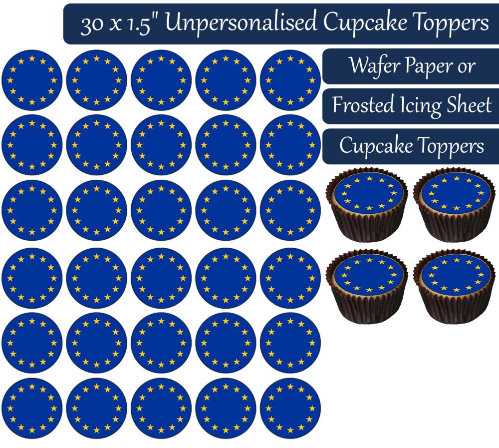 EU Flag - 30 Cupcake Toppers