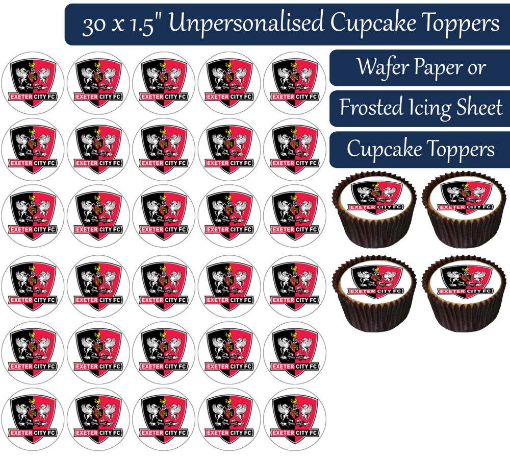 Exeter City Football - 30 Cupcake Toppers