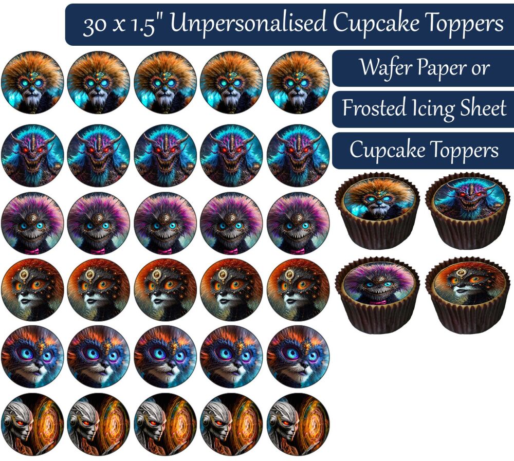 Fantasy Creatures - 30 Cupcake Toppers