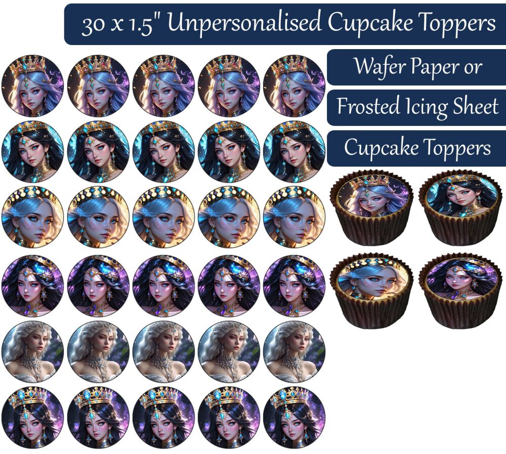 Fantasy Queen - 30 Cupcake Toppers