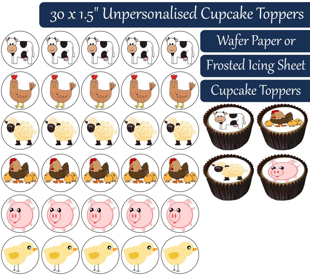 Farm Animals Gang - 30 Cupcake Toppers