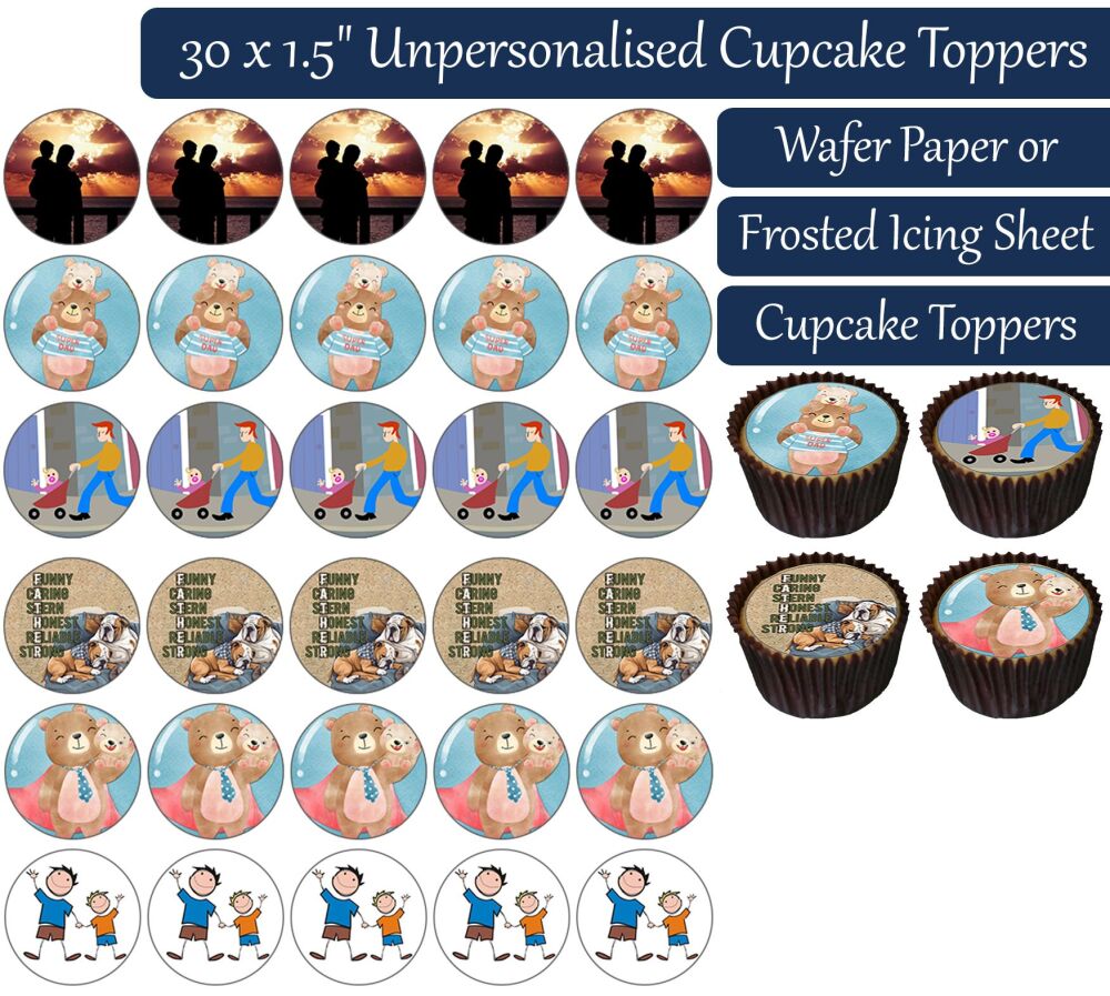 Father Son - 30 Cupcake Toppers