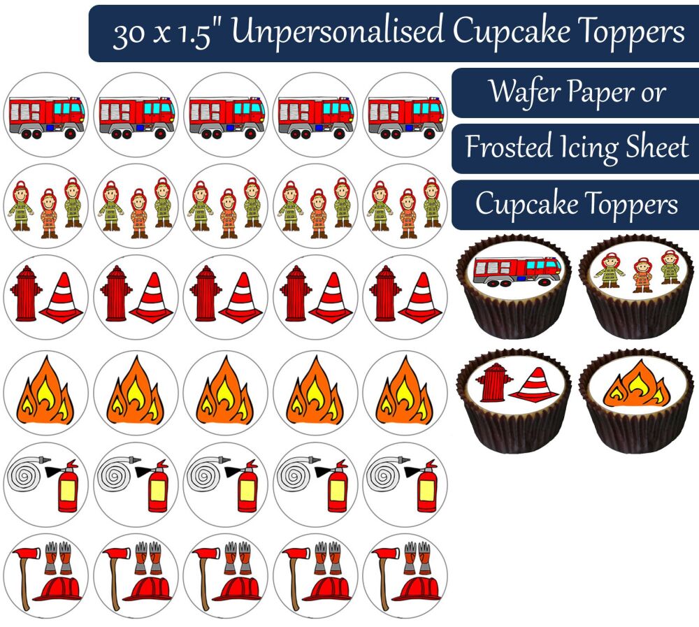 Fire Fighters - 30 Cupcake Toppers