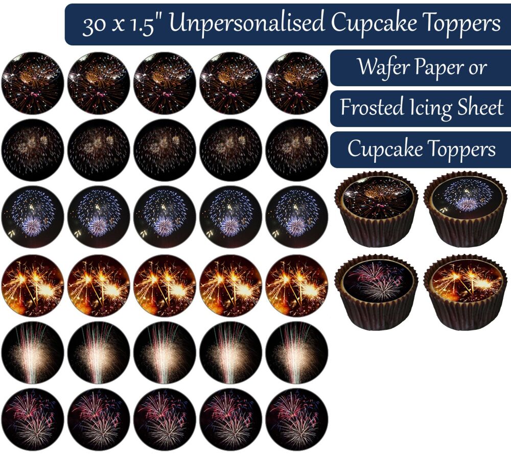 Fireworks - 30 Cupcake Toppers