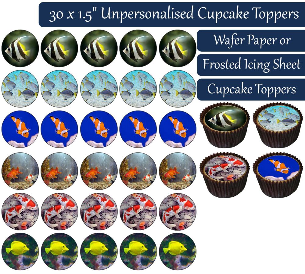 Fish - 30 Cupcake Toppers