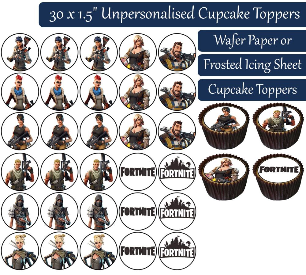 Fortnite - 30 Cupcake Toppers