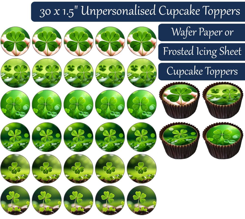 Four Leaf Clovers - 30 Cupcake Toppers