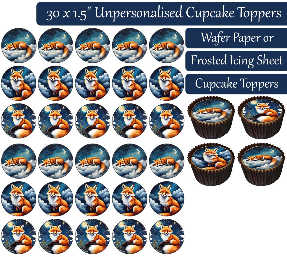 Fox Cloud - 30 Cupcake Toppers