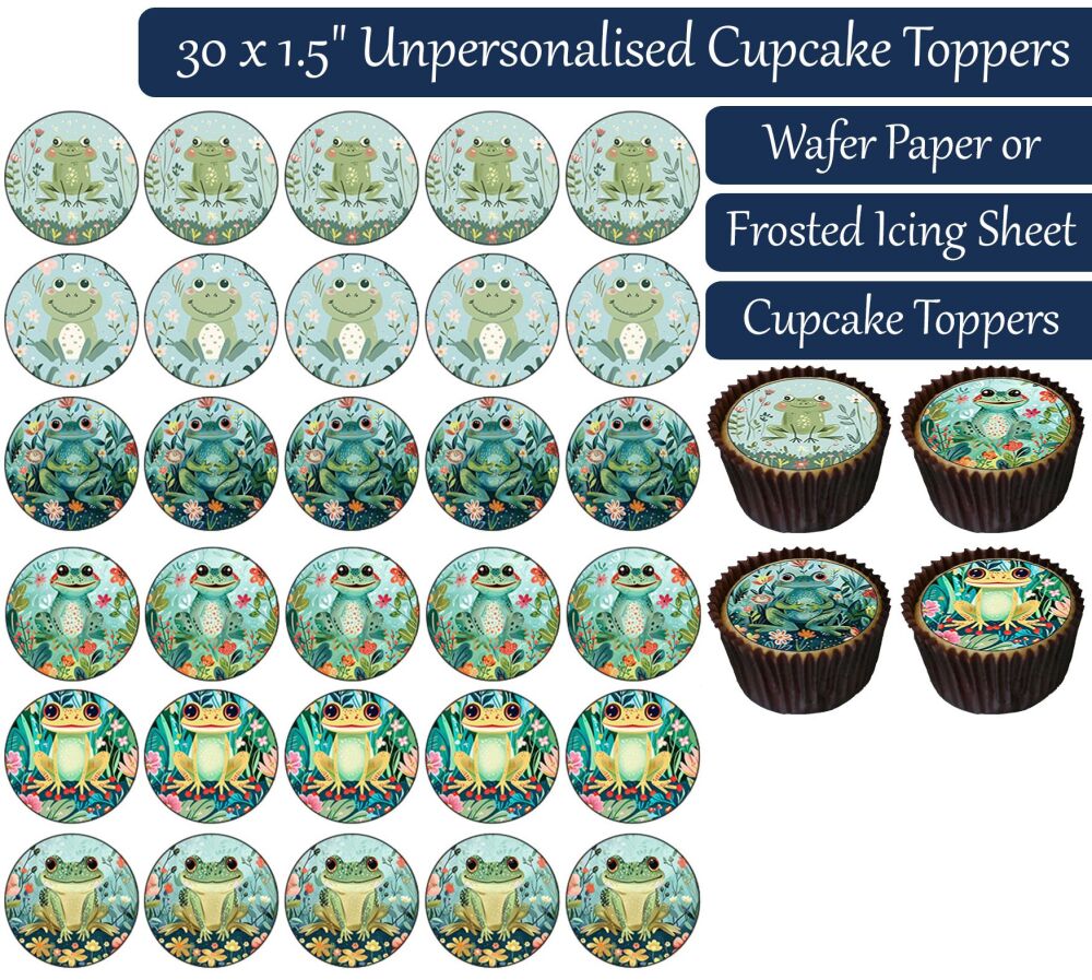 Frog Flowers - 30 Cupcake Toppers