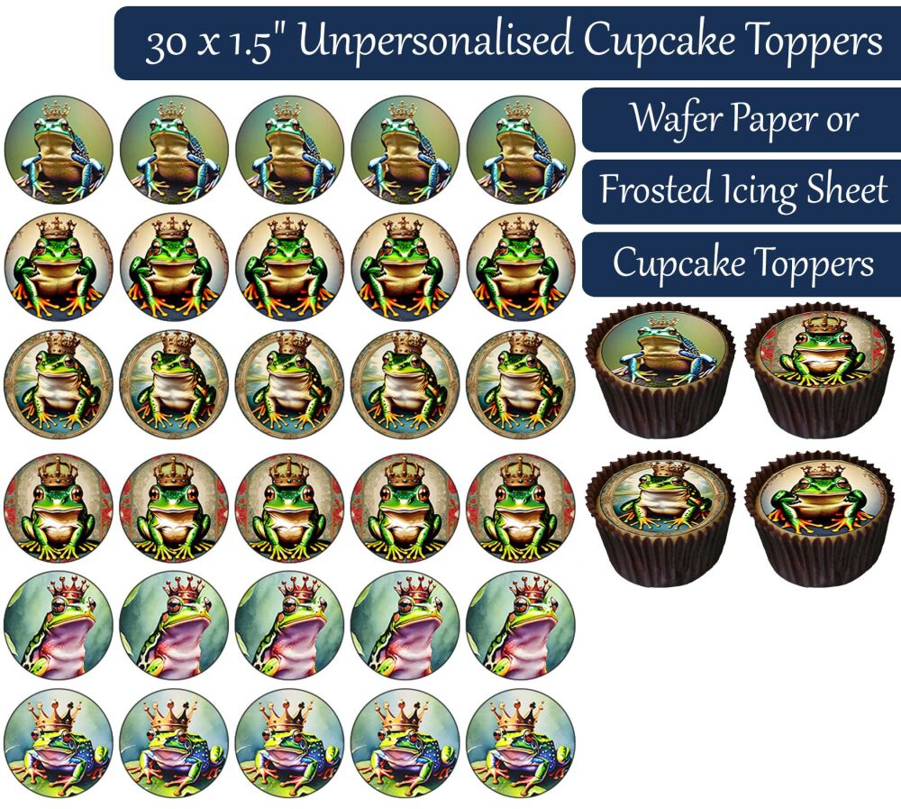 Frog Prince - 30 Cupcake Toppers