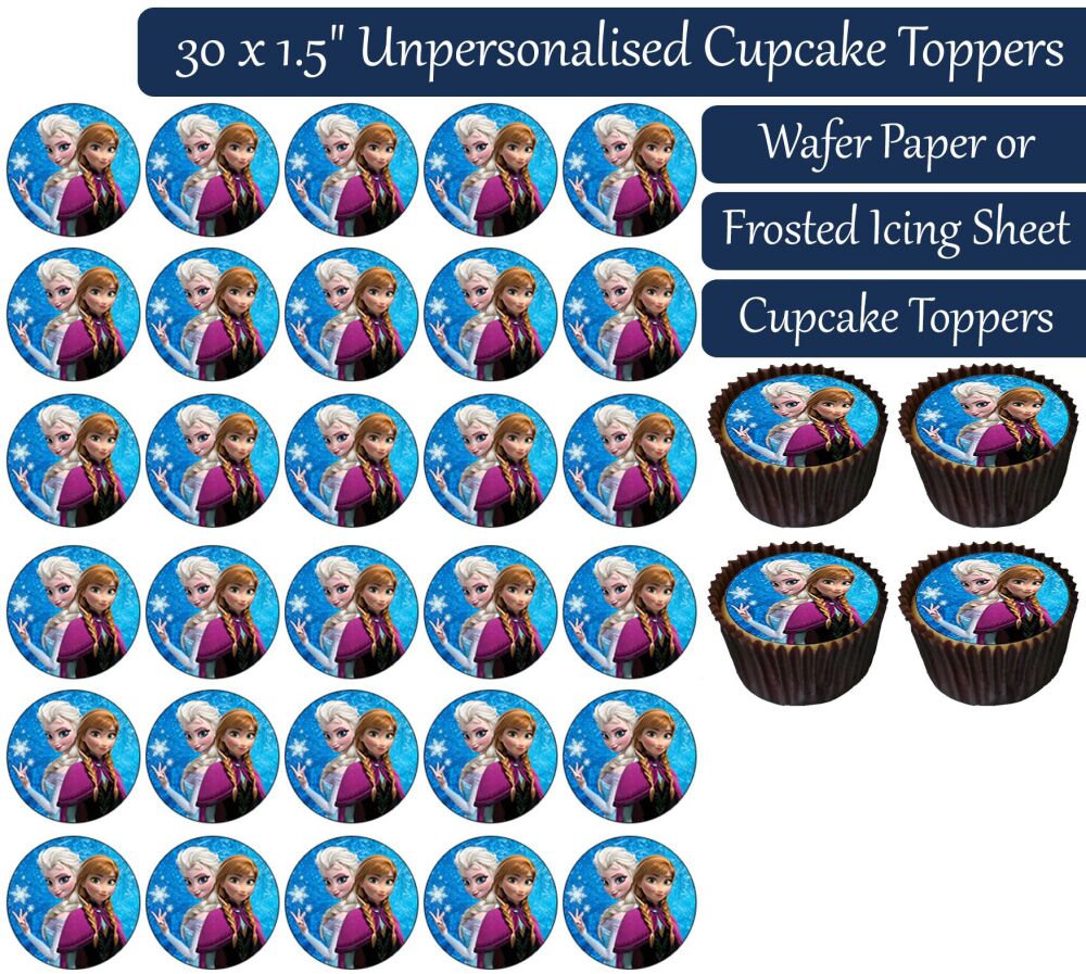 Frozen Anna & Elsa - 30 Cupcake Toppers