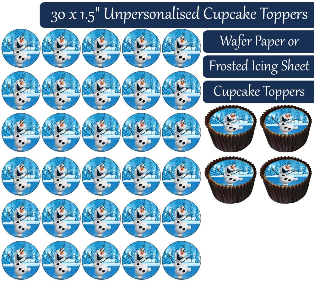 Frozen Olaf - 30 Cupcake Toppers
