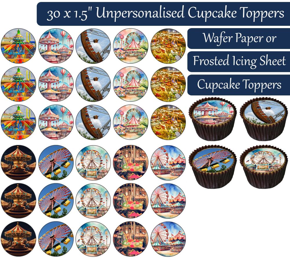 Funfair Carnival - 30 Cupcake Toppers