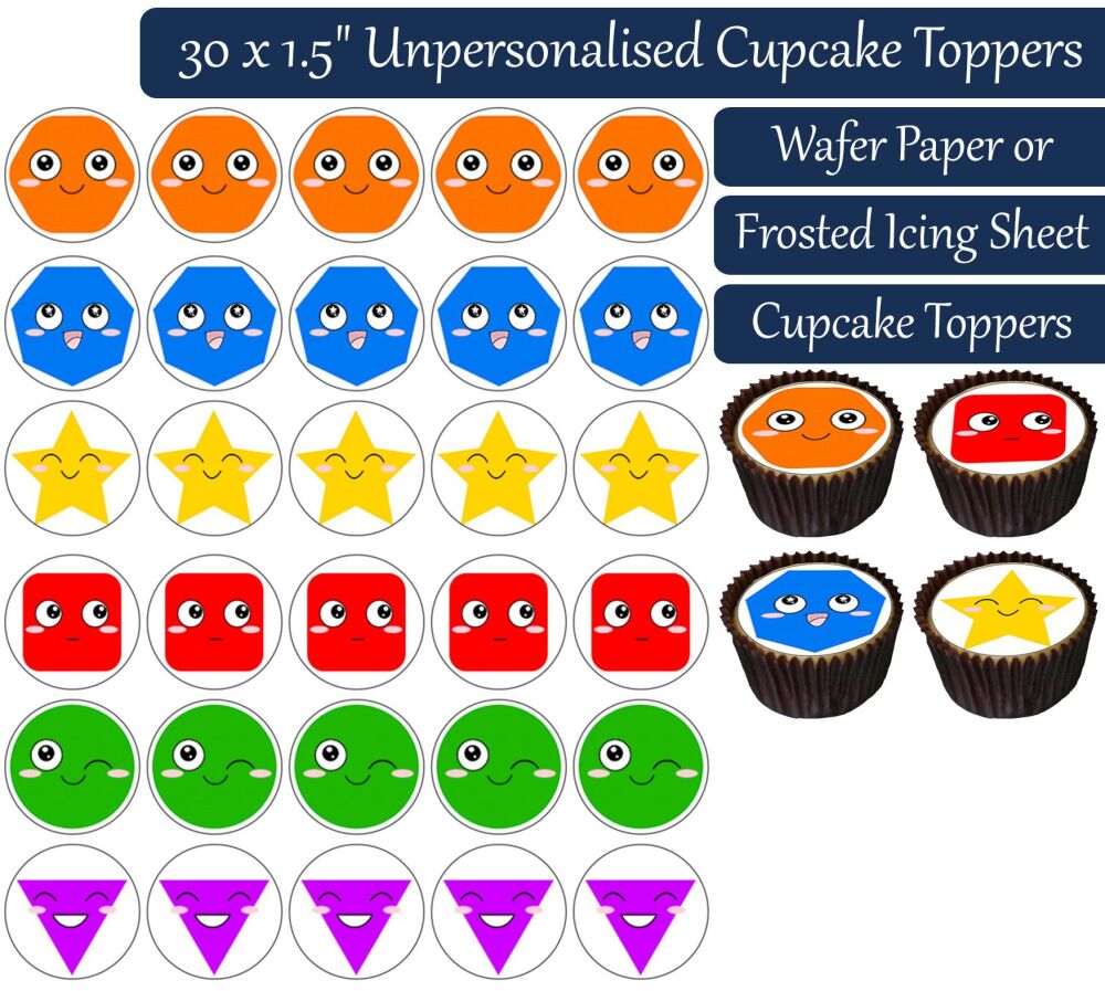 Geometric Shapes - 30 Cupcake Toppers