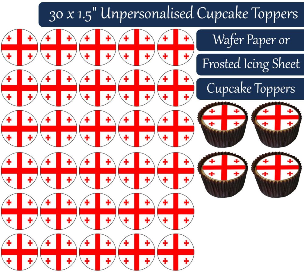 Georgia Flag - 30 Cupcake Toppers