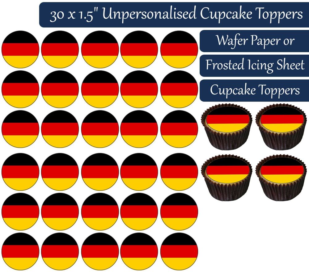 Germany Flag - 30 Cupcake Toppers