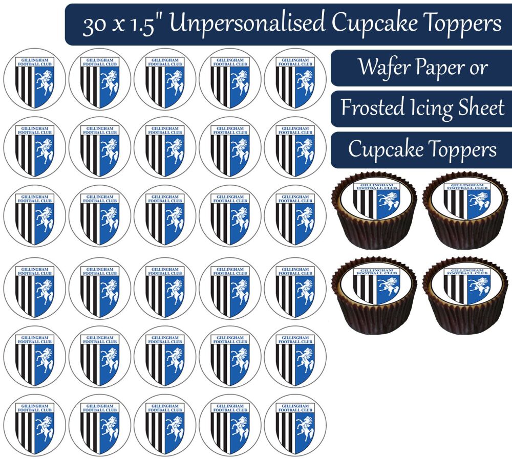 Gillingham Football - 30 Cupcake Toppers