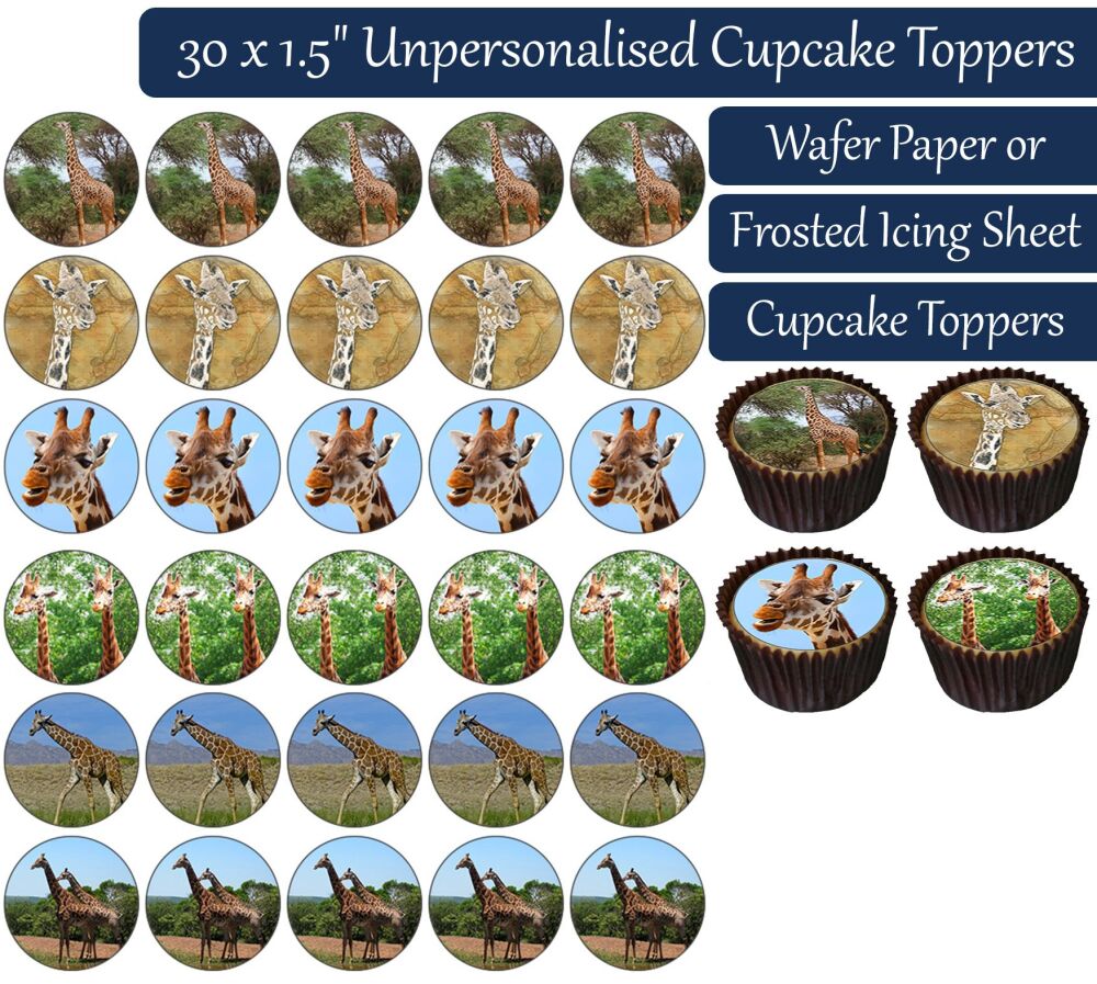 Giraffe - 30 Cupcake Toppers