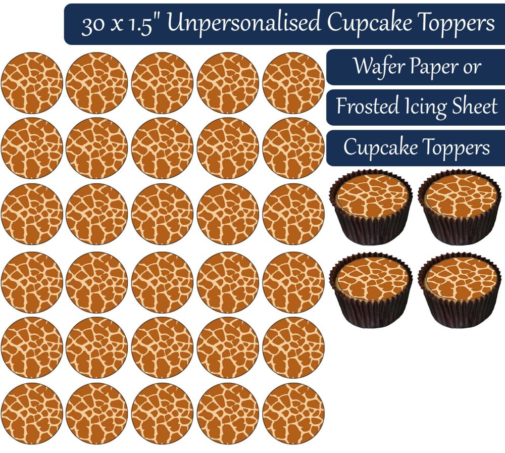 Giraffe Print - 30 Cupcake Toppers