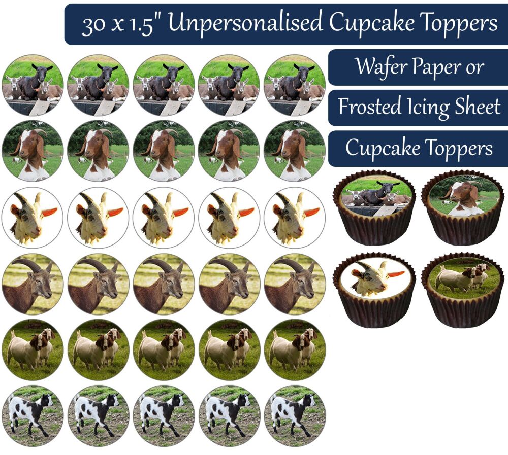 Goat - 30 Cupcake Toppers