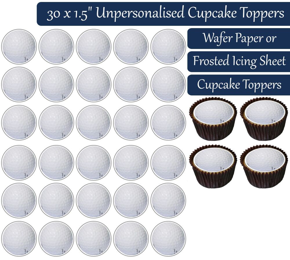 Golf Balls - 30 Cupcake Toppers
