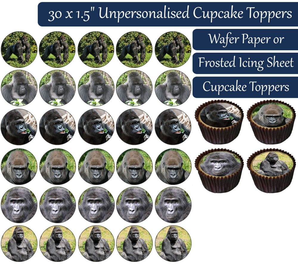 Gorilla - 30 Cupcake Toppers