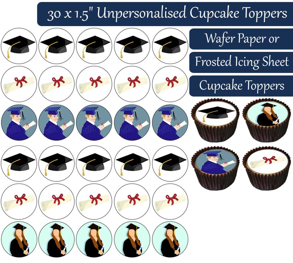 Graduation - 30 Cupcake Toppers