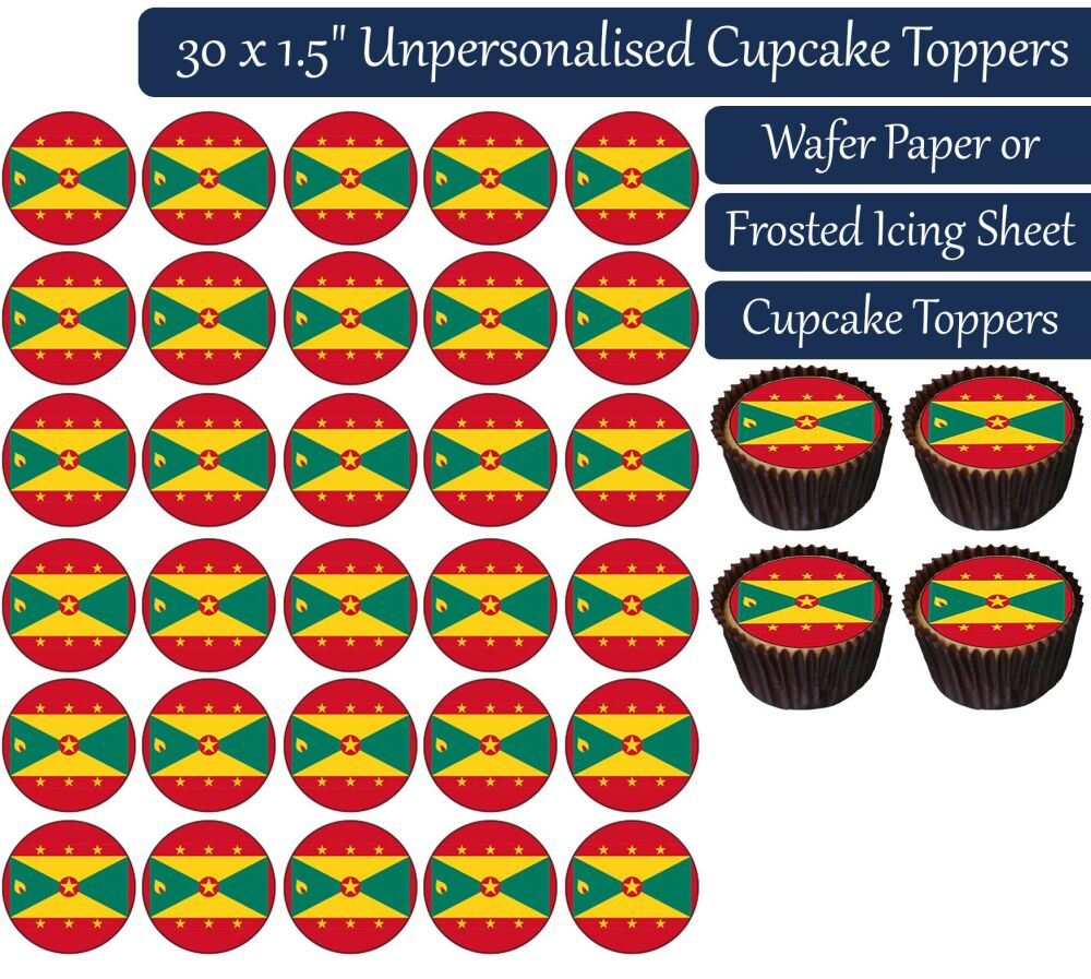 Grenada Flag - 30 Cupcake Toppers