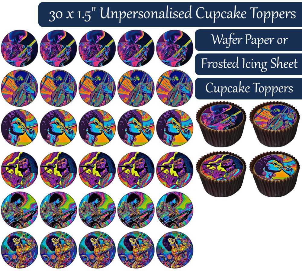 Groovy - 30 Cupcake Toppers