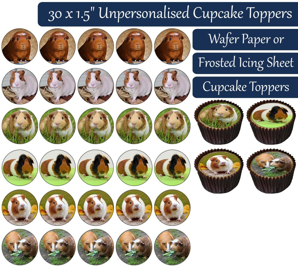 Guinea Pig - 30 Cupcake Toppers