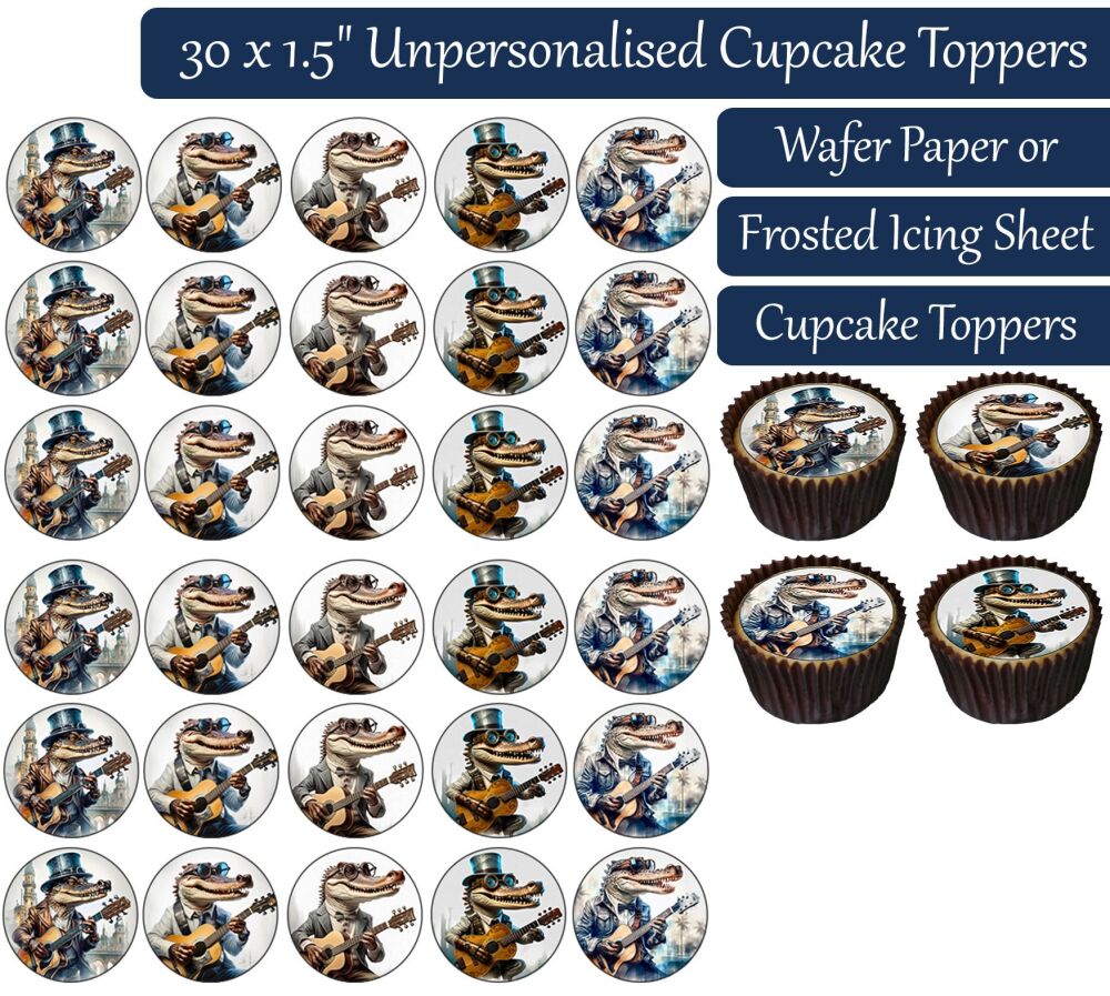 Guitar Croc - 30 Cupcake Toppers