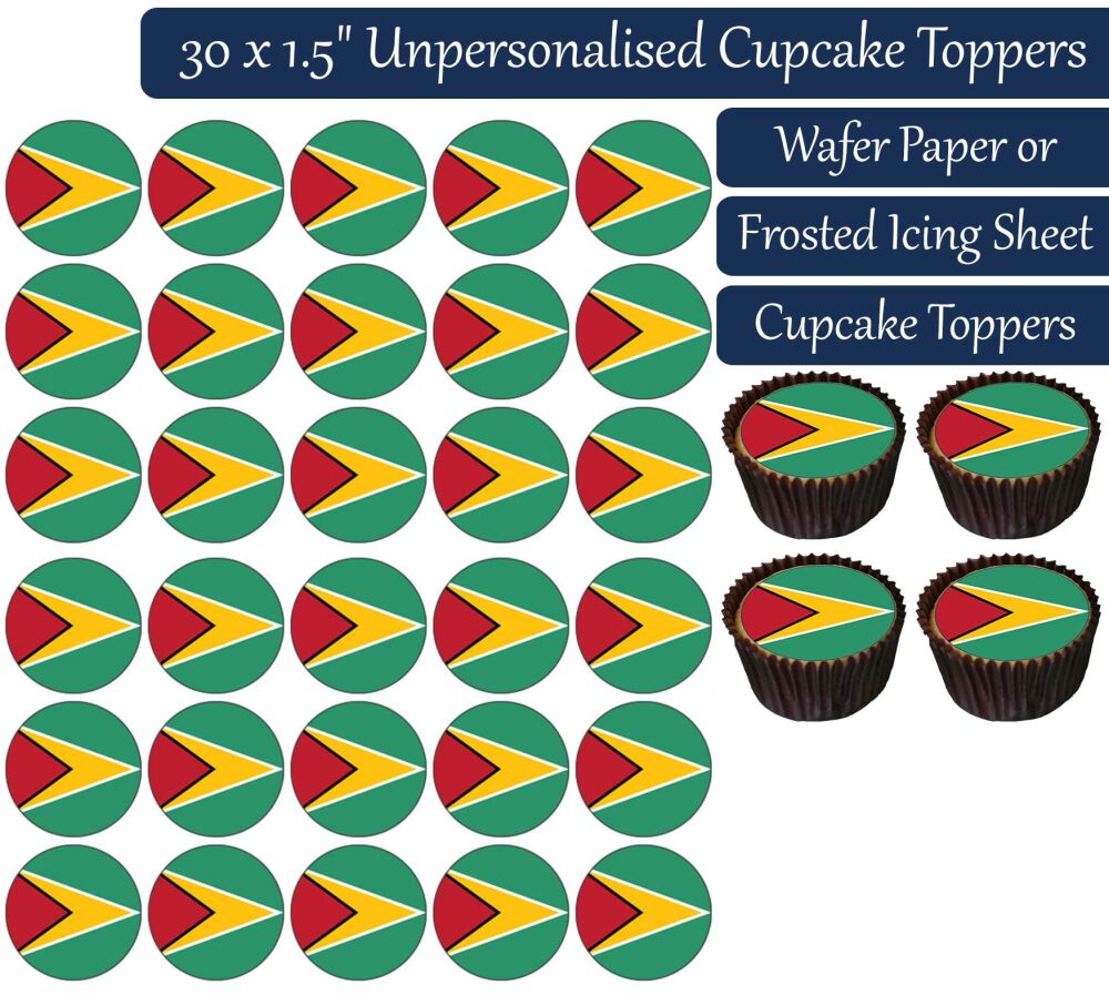 Guyana Flag - 30 Cupcake Toppers