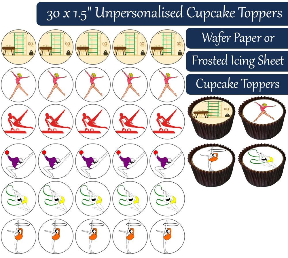 Gymnastics - 30 Cupcake Toppers