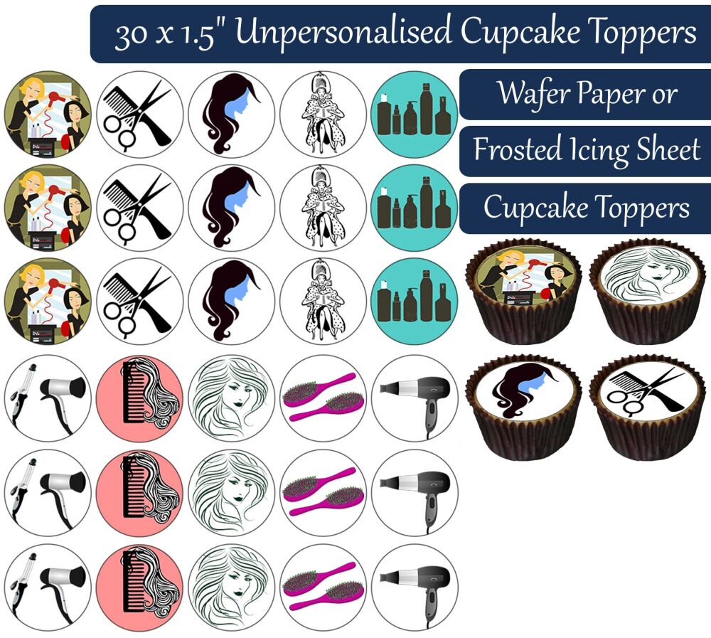 Hairdresser Salon - 30 Cupcake Toppers