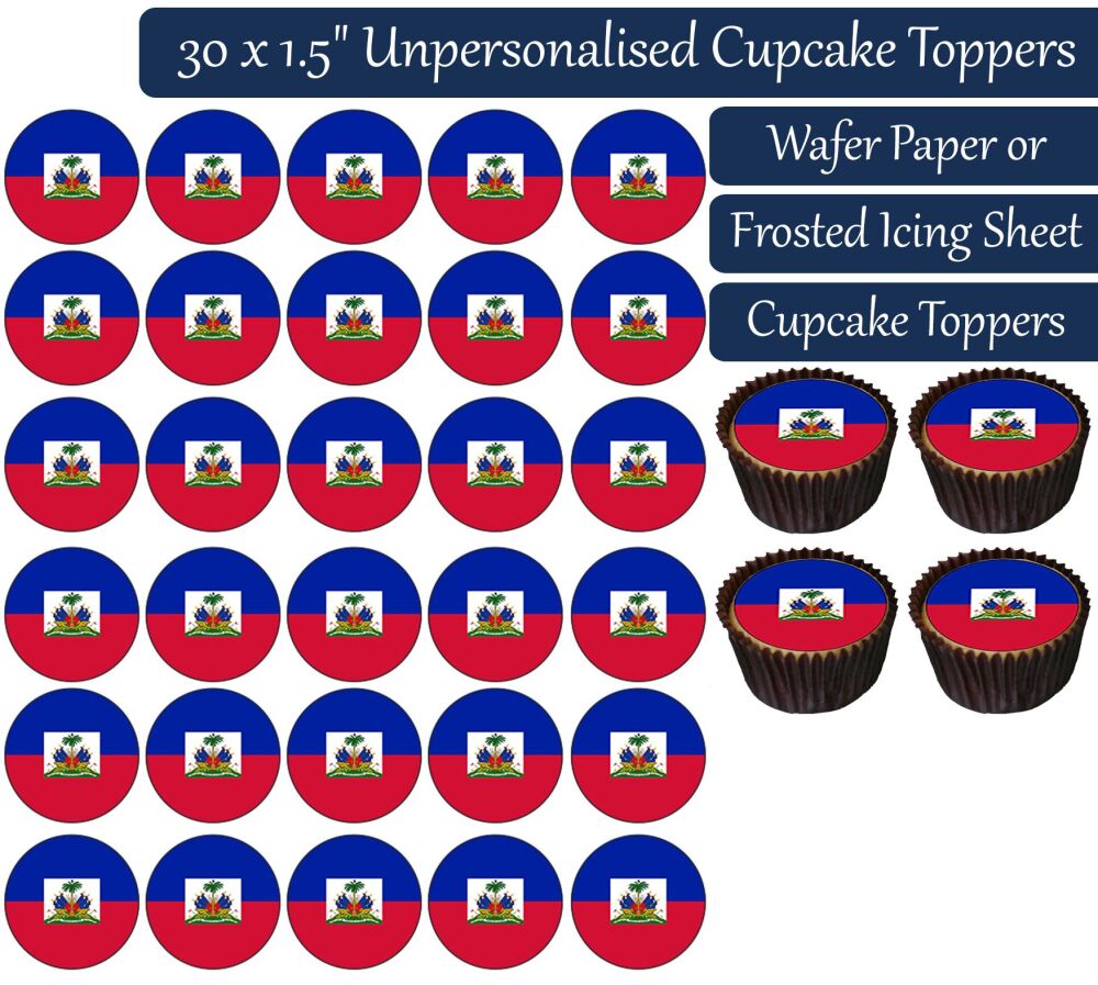 Haiti Flag - 30 Cupcake Toppers