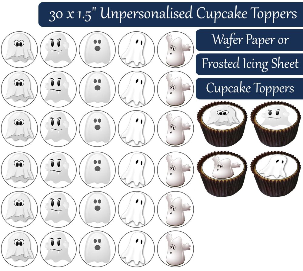 Halloween Ghost - 30 Cupcake Toppers