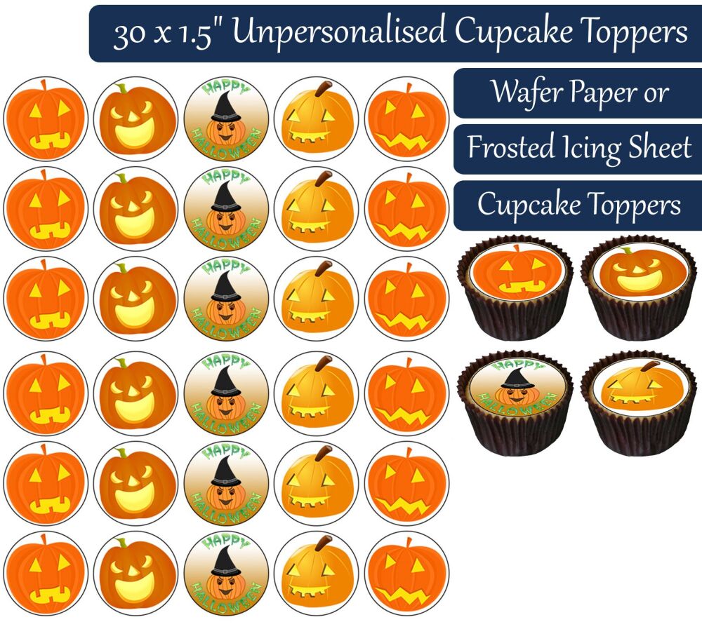 Halloween Pumpkin - 30 Cupcake Toppers