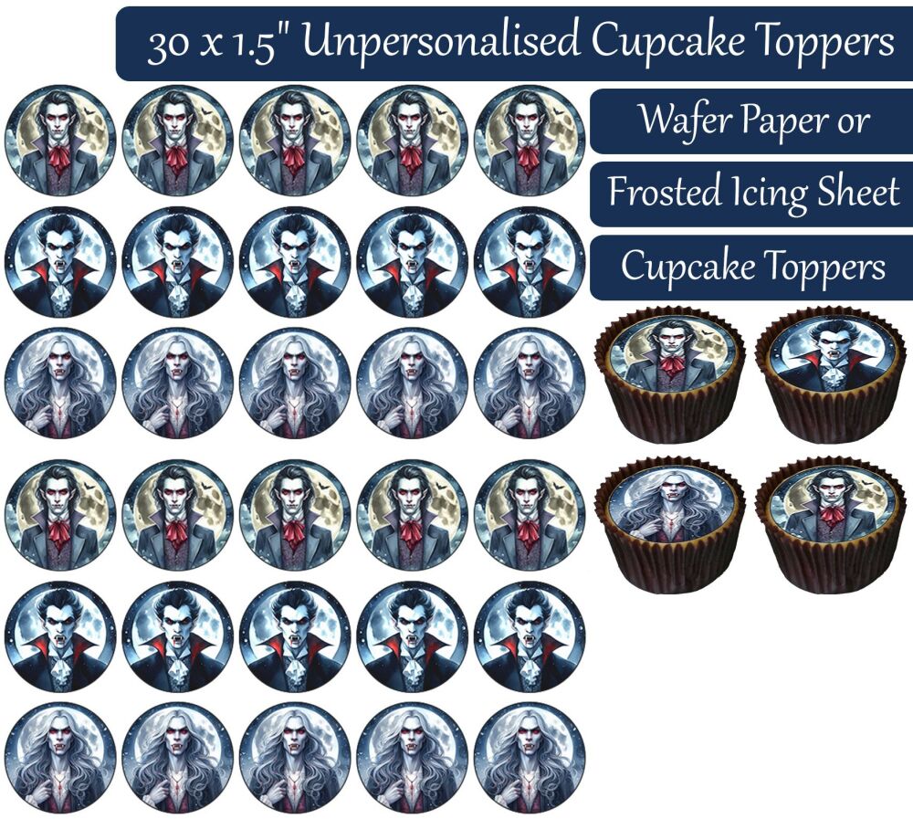 Halloween Vampire - 30 Cupcake Toppers