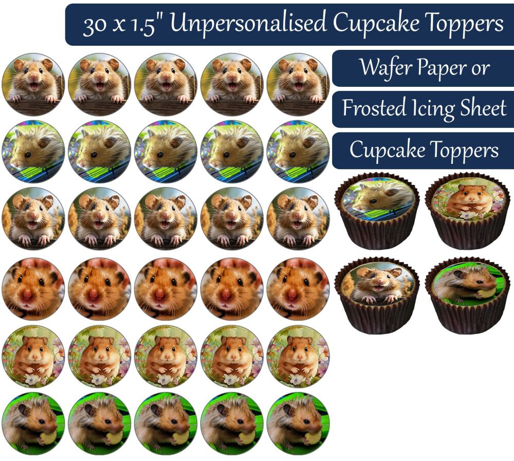 Hamster - 30 Cupcake Toppers