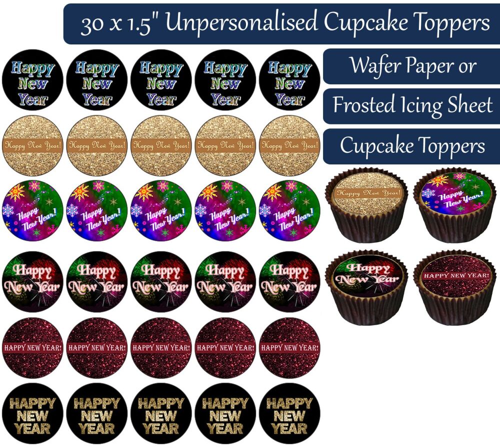 Happy New Year - 30 Cupcake Toppers