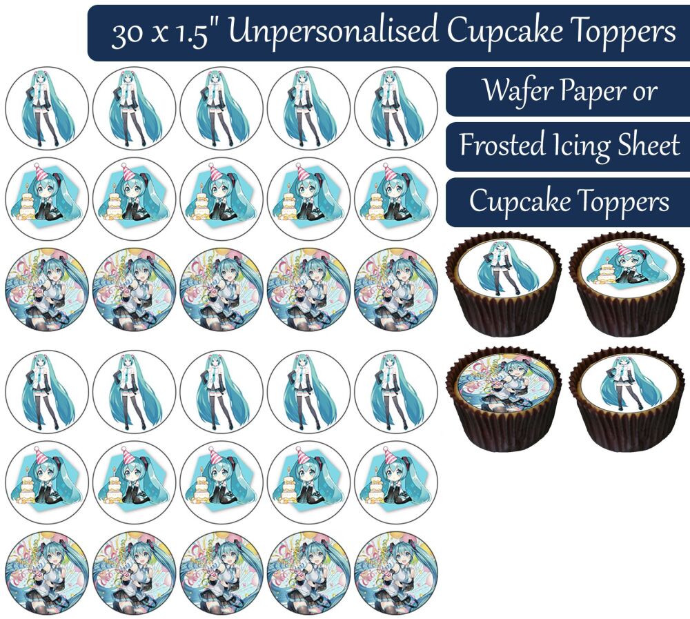 Hatsune Miku - 30 Cupcake Toppers
