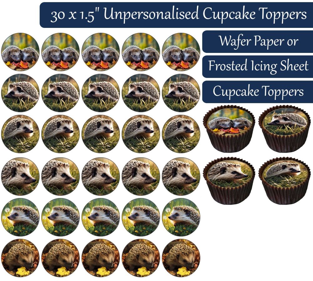 Hedgehog - 30 Cupcake Toppers