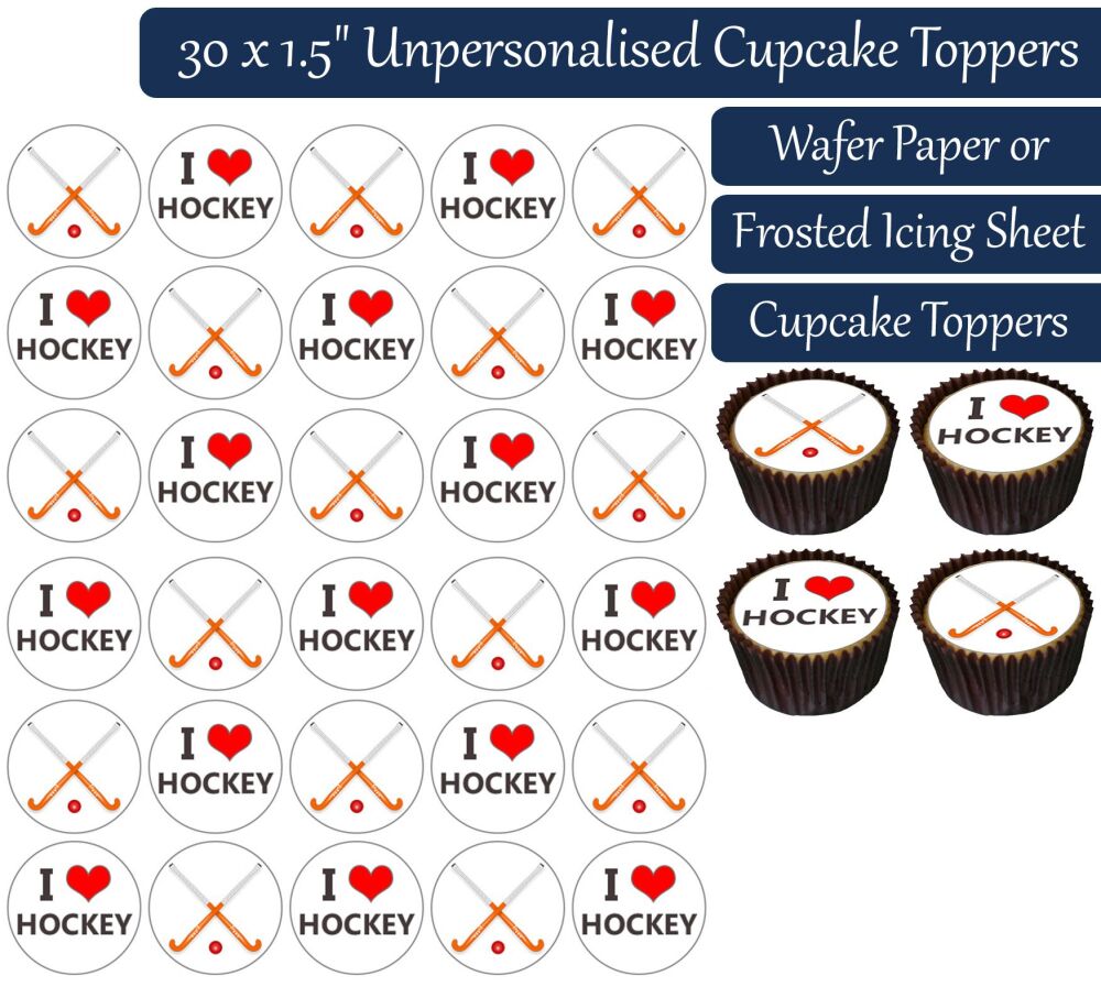 Hockey - 30 Cupcake Toppers