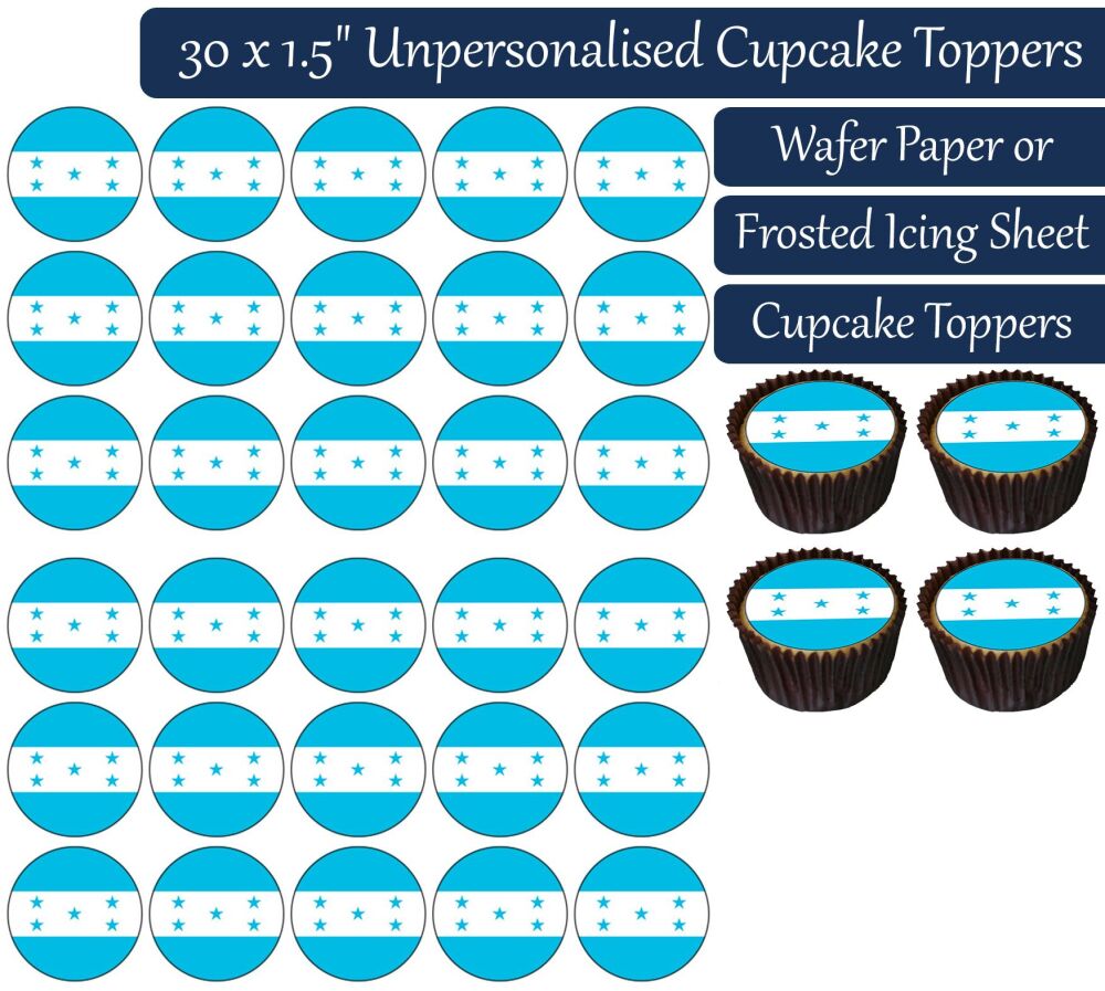 Honduras Flag - 30 Cupcake Toppers