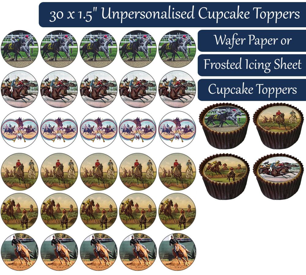 Horse Racing - 30 Cupcake Toppers