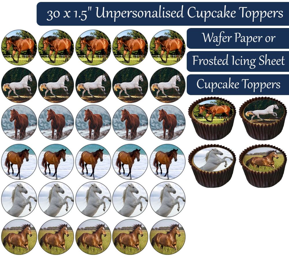 Horses - 30 Cupcake Toppers