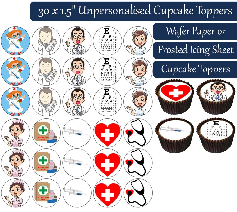 Hospital - 30 Cupcake Toppers